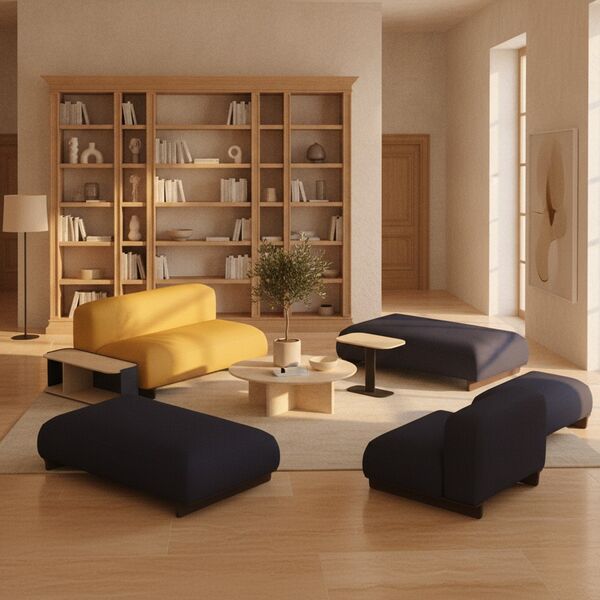 Living Room Seating Composition 01 3D model in a living room interior scene