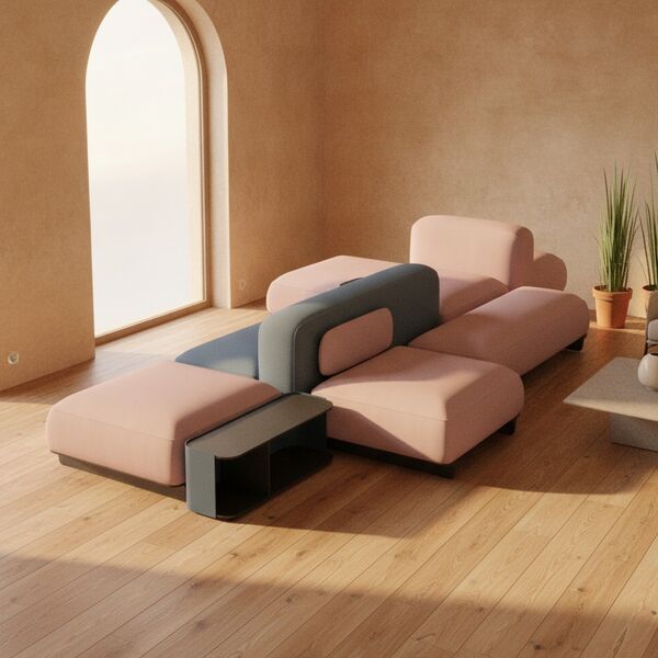 Living Room Seating Composition 02 3D model in a living room interior scene