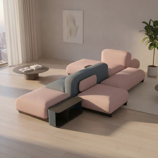 Living Room Seating Composition 02 3D model in a living room interior scene