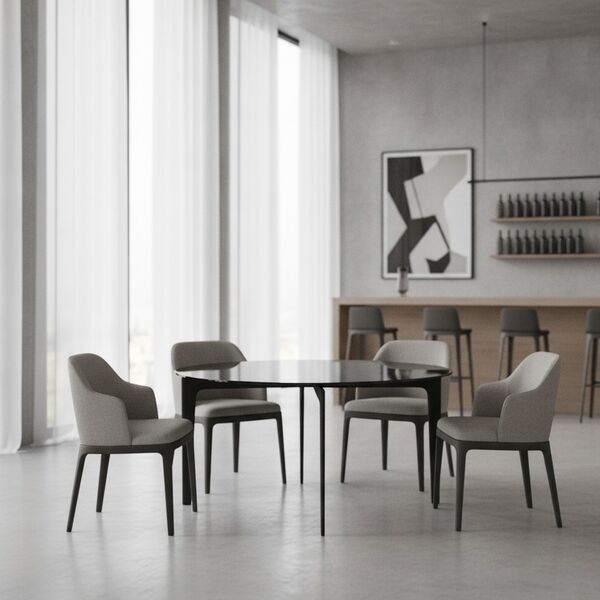 Round Glass-Top Dining Table 01 3D model in a restaurant bar interior scene