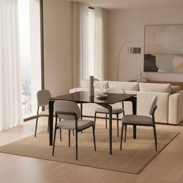 Square Glass-Top Dining Table 01 3D Model