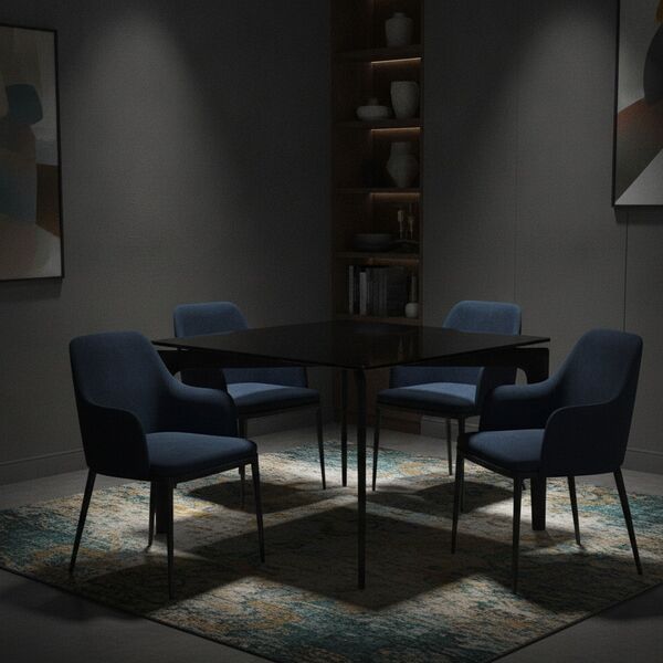 Square Glass-Top Dining Table 01 3D model in a living room interior scene