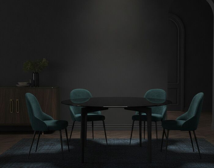 Round Glass-Top Dining Table 01 3D Model