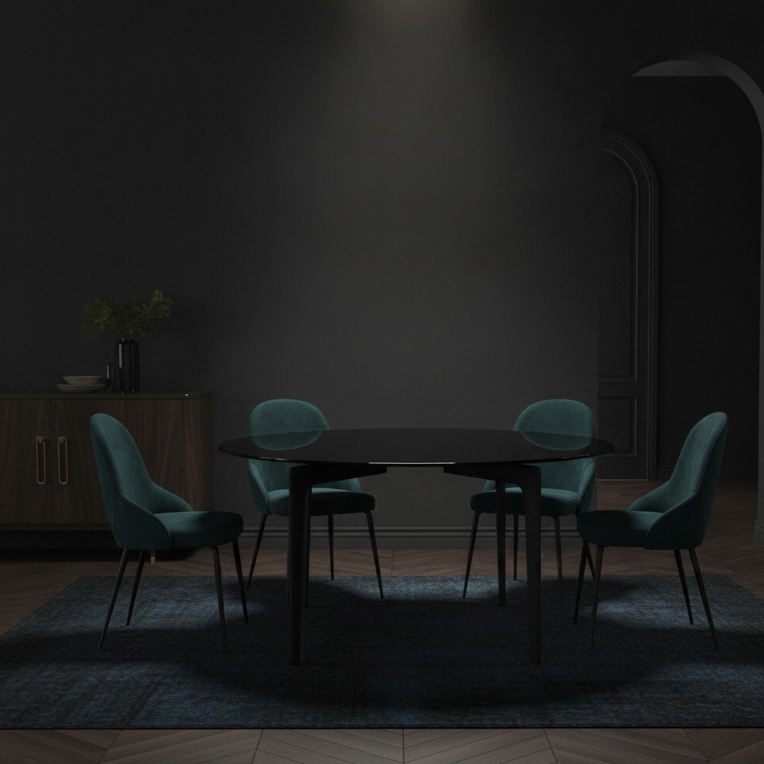 Round Glass-Top Dining Table 01 3D Model