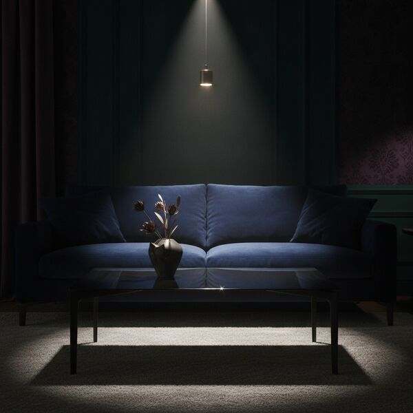 Glass-Top Coffee Table 01 3D model in a dark lounge interior scene