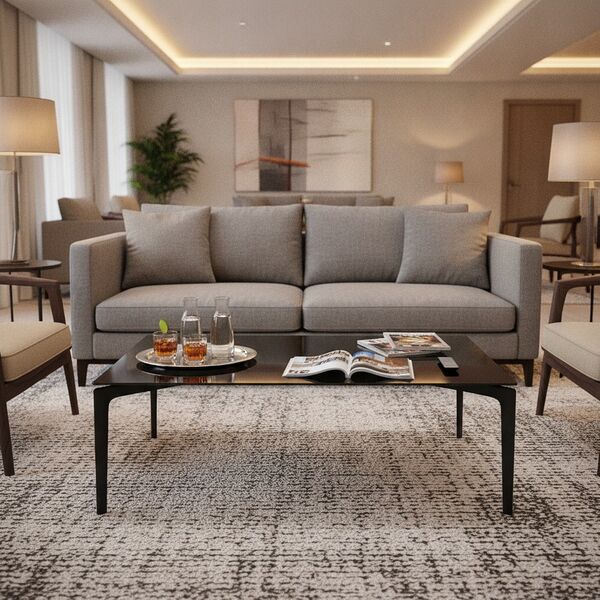 Glass-Top Coffee Table 01 3D model in a lounge interior scene