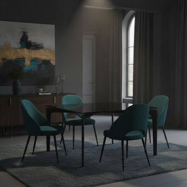 Square Glass-Top Dining Table 02 3D model in a living room interior scene