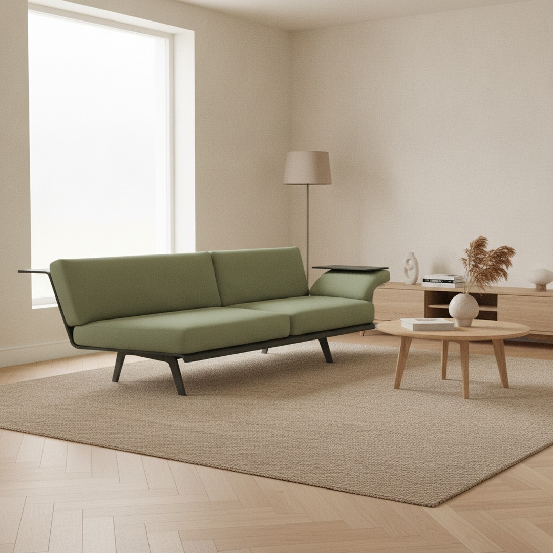 2-Seat Modular Banquette Sofa 01 3D Model