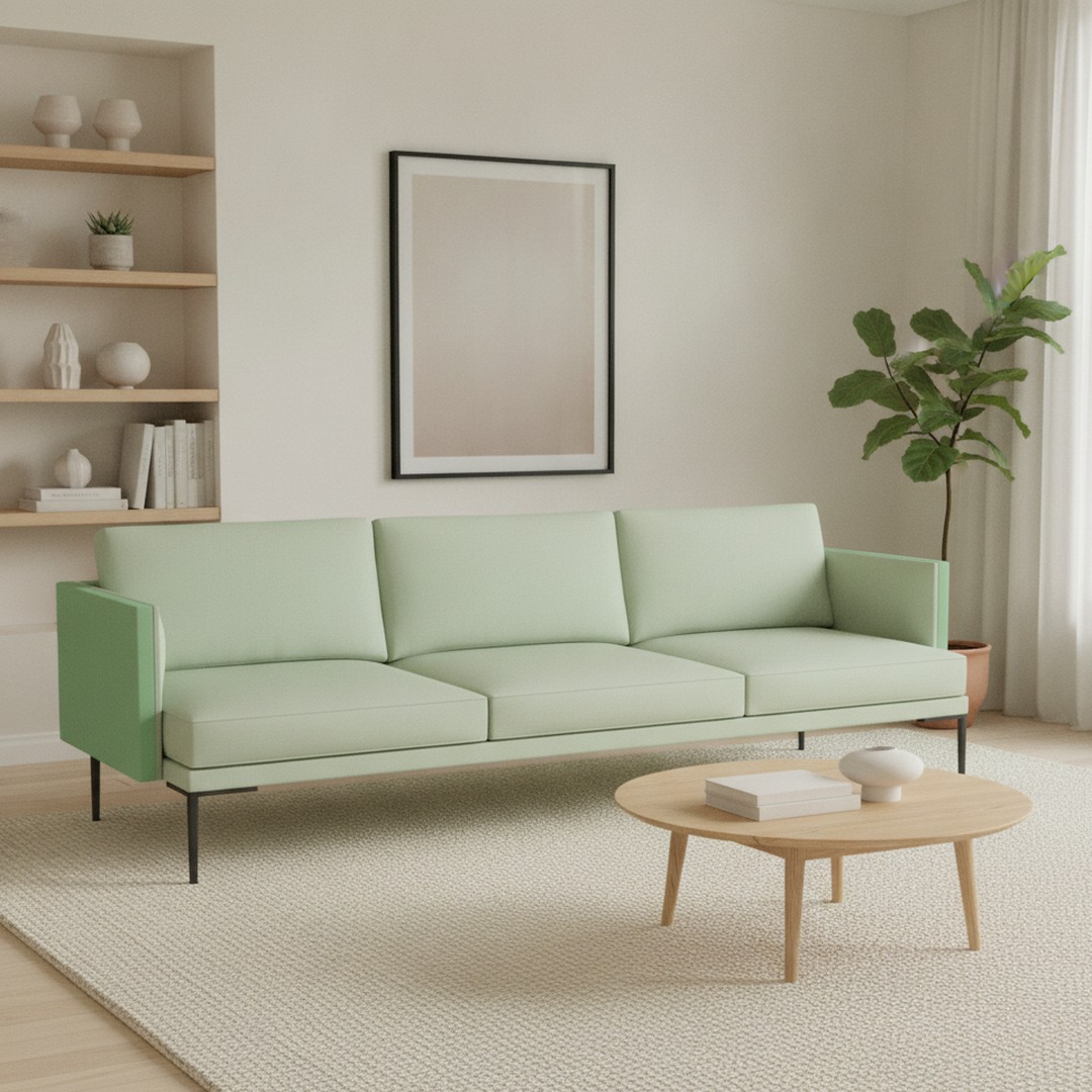 3-Seat Metal-Leg Sofa 01 3D Model