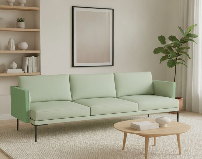 3-Seat Metal-Leg Sofa 01 3D Model