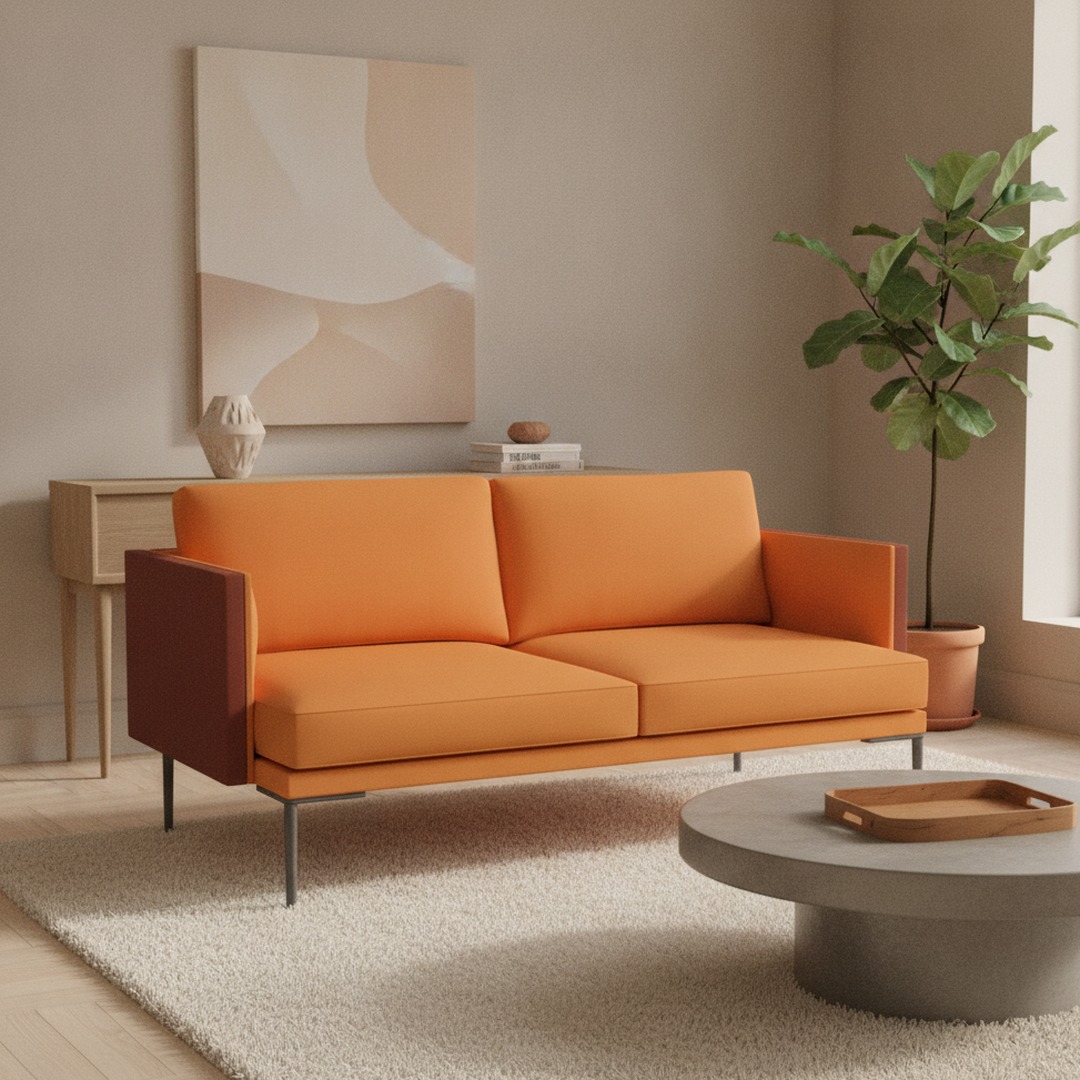 2-Seat Metal-Leg Sofa 01 3D Model