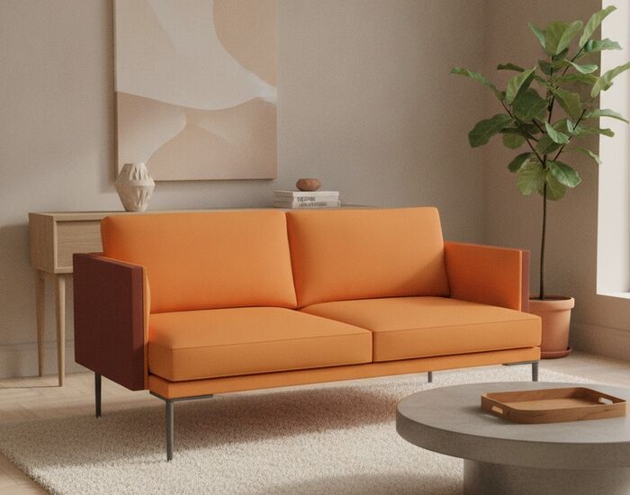 2-Seat Metal-Leg Sofa 01 3D Model