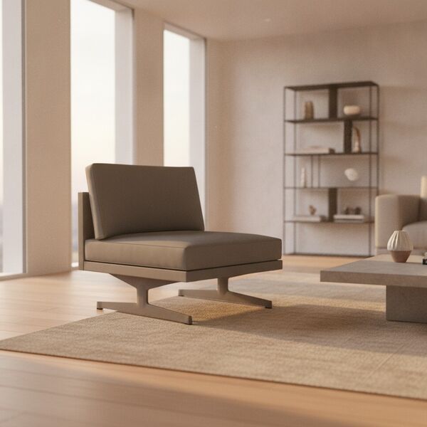 1-Seat Modular Sofa 01 3D model in a living room interior scene
