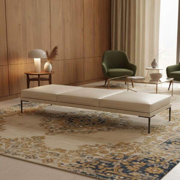 3-Seat Upholstered Bench 02 3D model in a restaurant bar interior scene