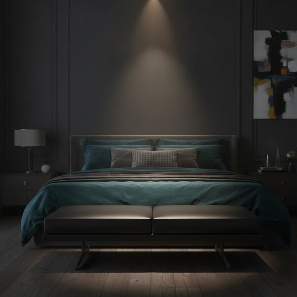 2-Seat Upholstered Bench 02 3D model in a living room interior scene
