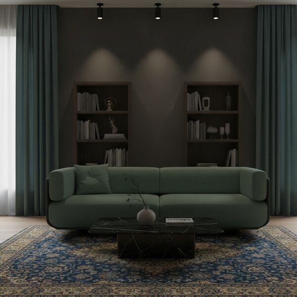 3-Seat Soft Sofa 01 3D model in a living room interior scene
