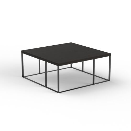 Low Squared Metal And Wood Black Table 02 3D Model
