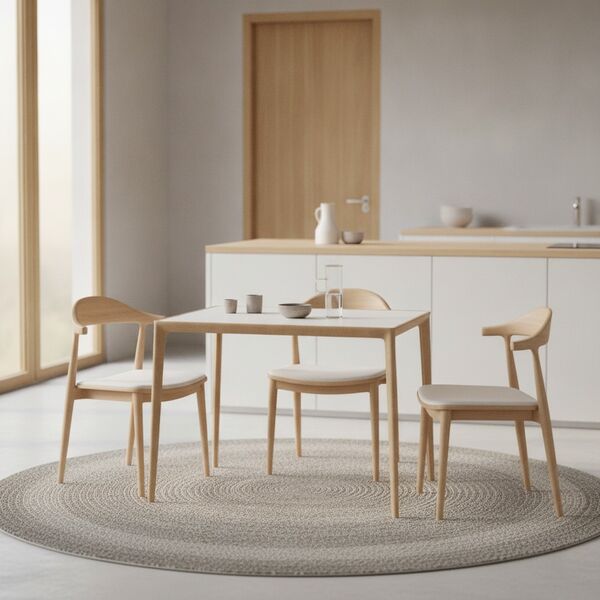 Rectangular Scandinavian Light Wood Table 02 3D Model