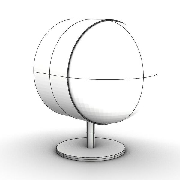 Vitra Night Desk Clock 3D model — clay shaded view