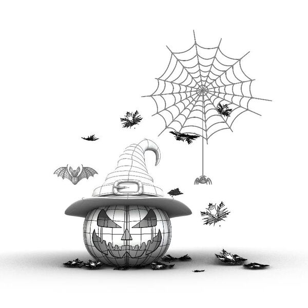 Set Basic Halloween 2 3D Model - studio render with materials and textures