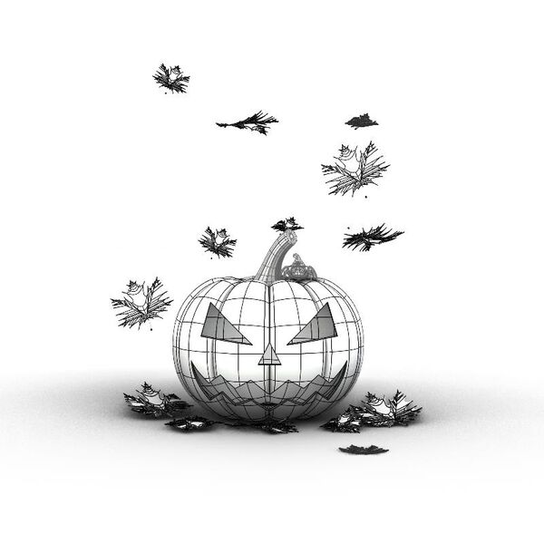 Set Basic Halloween 3 3D Model - studio render with materials and textures