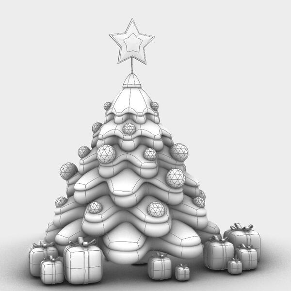 Xmas Tree 3D Model - studio render with materials and textures