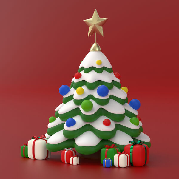 Xmas Tree 3D Model - shaded view, clean NURBS geometry for Rhino