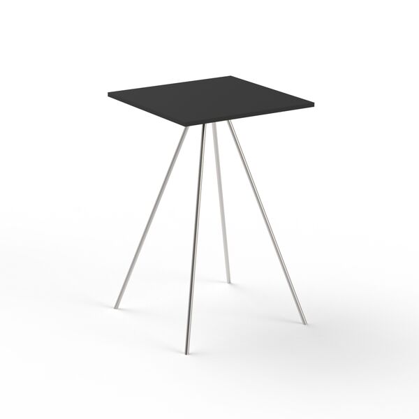 High Square Wood Top Metal Stand Table 05 3D Model