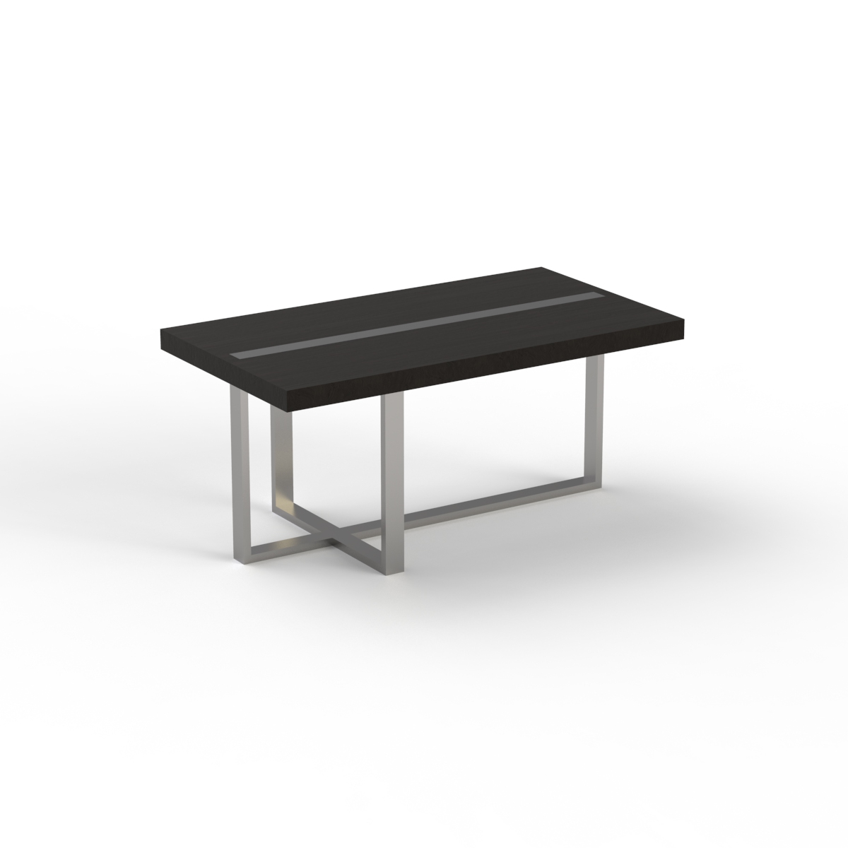Low Rectangular Top Wood Metal Stand Table 05 3D Model