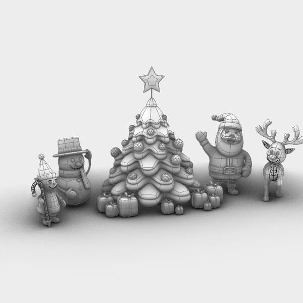 Set Big Xmas 3D Model - shaded view, clean NURBS geometry for Rhino