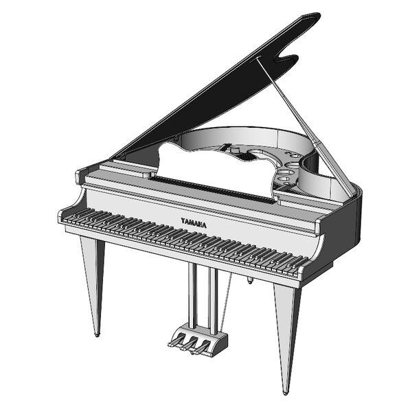 Yamaha Yamaha Grand Piano 3D model — clay shaded view