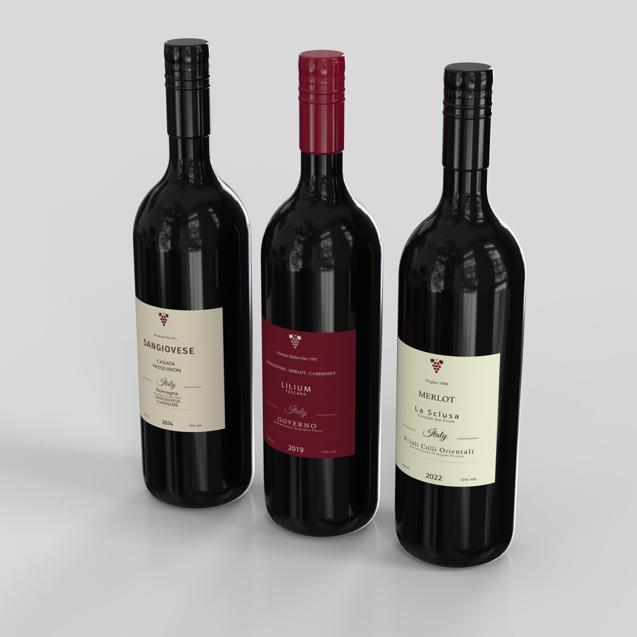 Wine Bottles 3D Model