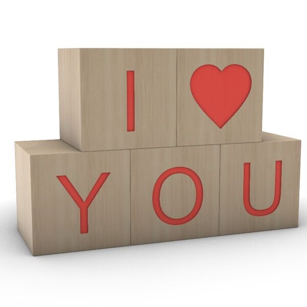 Valentine S Wooden Cubes San 3D Model - studio render with materials and textures