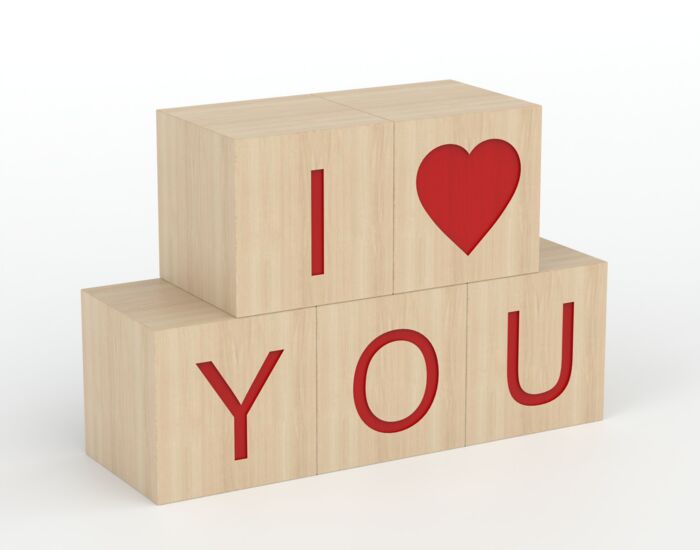 Valentine S Wooden Cubes San 3D Model