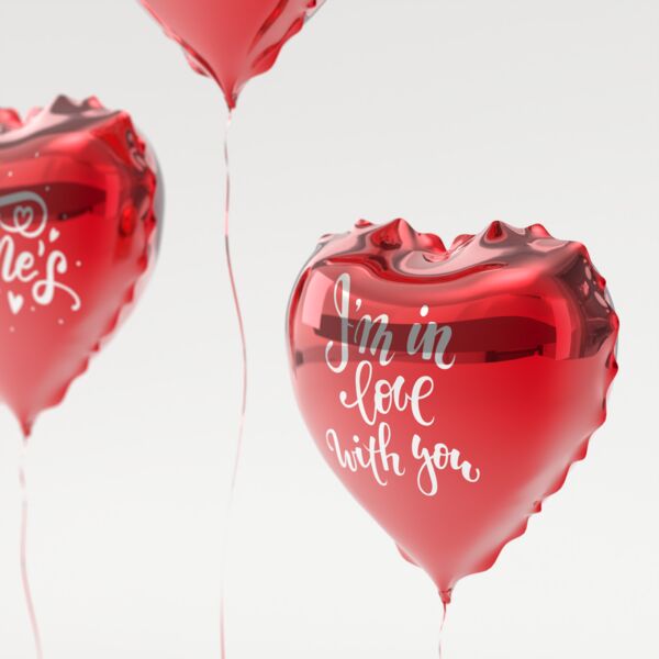 Valentine S Heart Ballons San 3D Model - studio render with materials and textures