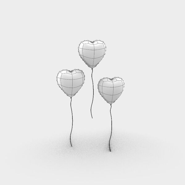 Valentine S Heart Ballons San 3D Model - shaded view, clean NURBS geometry for Rhino