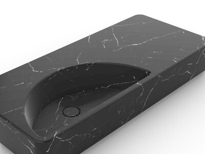 Alice Lunaris Washbasin 101 perspective render highlighting basin geometry and integrated drain.