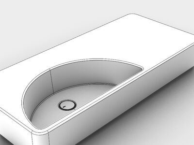 Alice Lunaris Washbasin 101 shaded view in Rhinoceros displaying clean NURBS surfaces.