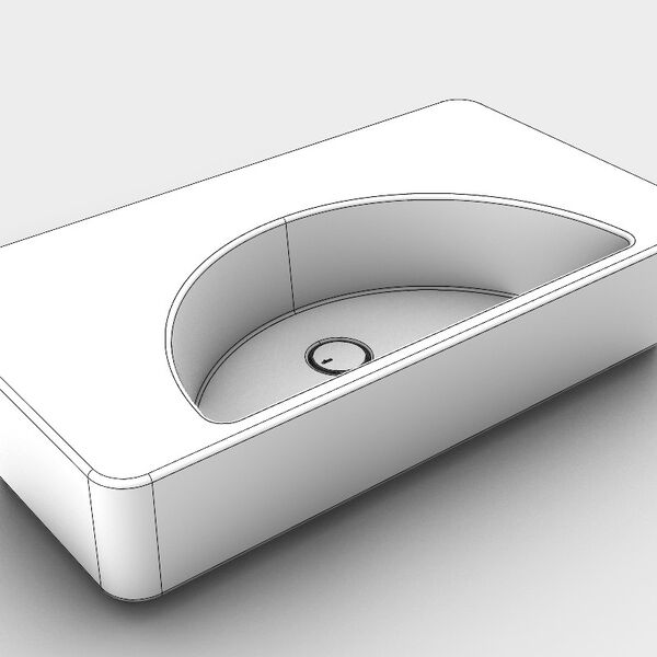 Alice Ceramica  Lunaris Washbasin 81 3D model — clay shaded view