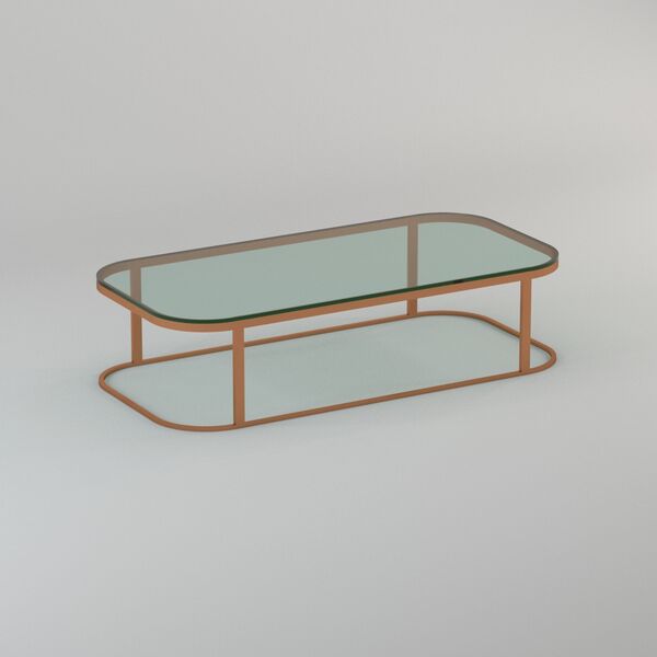Low Rectangular Glass Top Metal Stand Table 09 3D Model - shaded view, clean NURBS geometry for Rhino