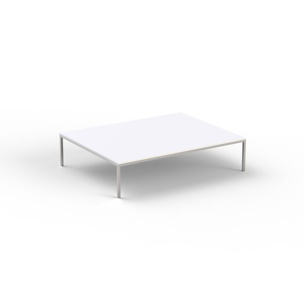 Low Rectangular White Top Metal Stand Table 07 3D Model