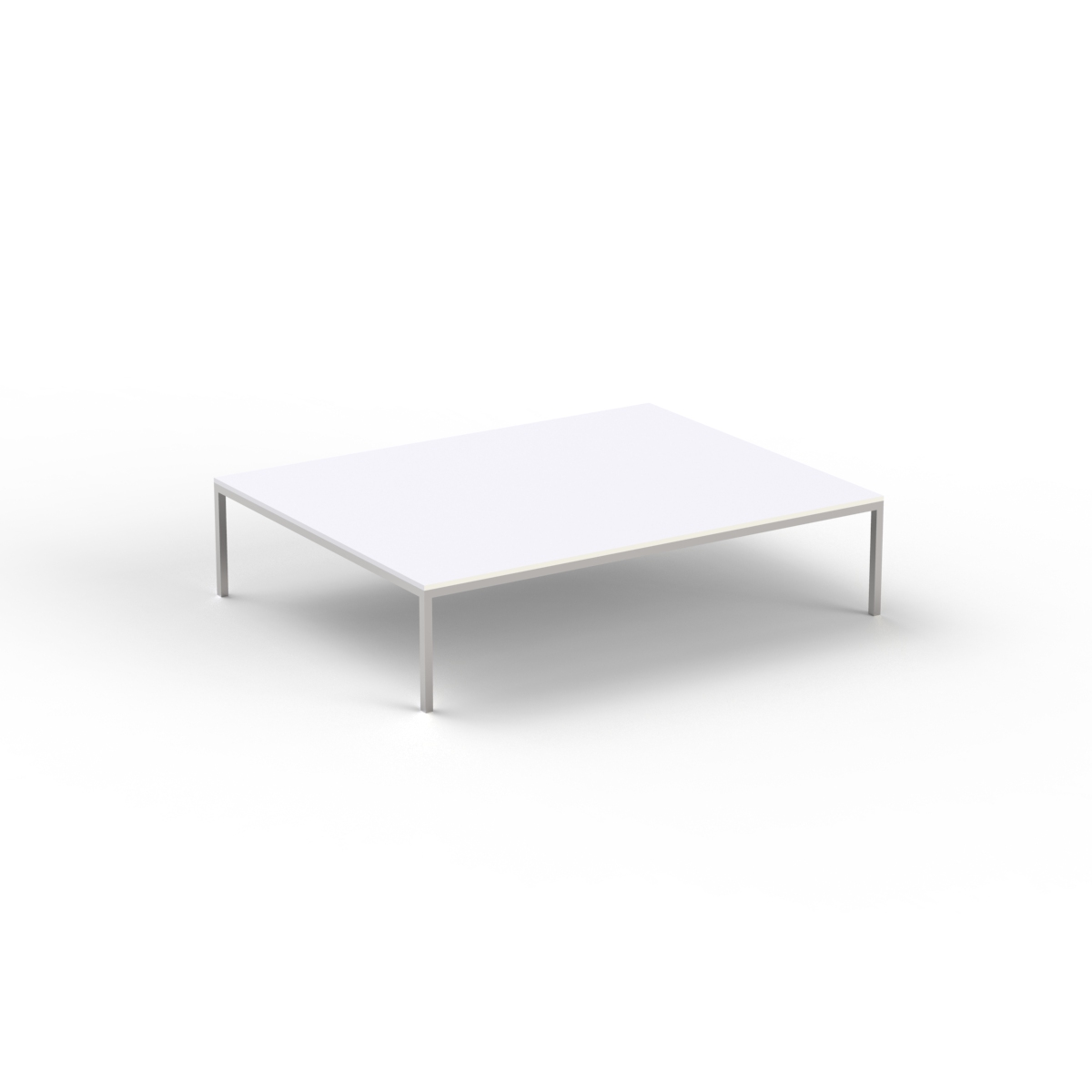 Low Rectangular White Top Metal Stand Table 07 3D Model