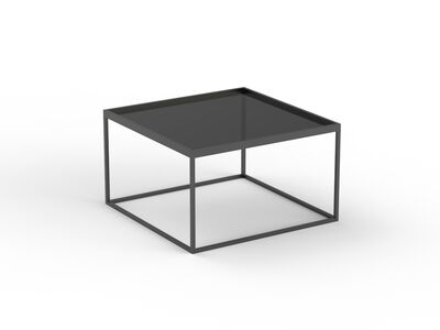Low Squared Black Metal Frame Glass Top Table 02 3D Model