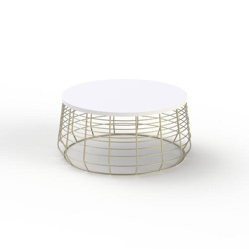 Low Round White Top Metal Frame Stand Table 04 3D Model