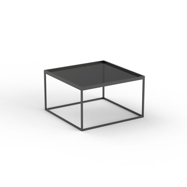 Low Squared Black Metal Frame Glass Top Table 02 3D Model