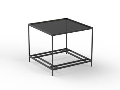 Squared Black Glass Top Metal Frame Stand Table 02 3D Model