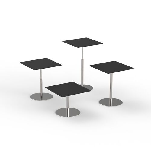 Square Wood Top Metal Stand Tables Set 02 3D Model