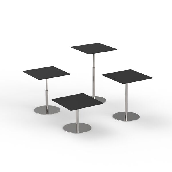 Square Wood Top Metal Stand Tables Set 02 3D Model