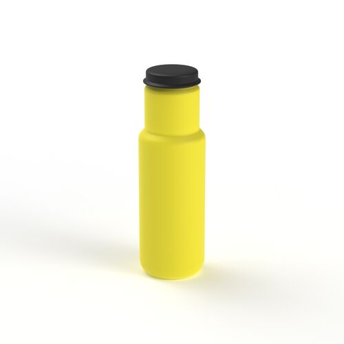Bottle Yellow Plastic Black Cap Water 01 3D Model