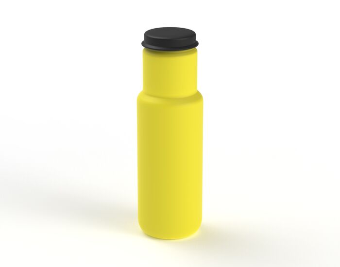 Bottle Yellow Plastic Black Cap Water 01 3D Model